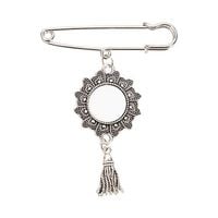 Okrągła broszka - agrafka z zawieszka frędzlami do sublimacji