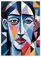 Plakat cyfrowy do wydruku twarz geometria picaso