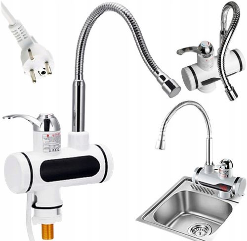 ELEKTRYCZNY PRZEPŁYWOWY PODGRZEWACZ WODY FLEX Z LCD GIĘTKIM KRANEM na Arena.pl