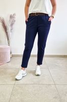 Granatowe Spodnie Damskie z Paskiem Punto Reni 5XL