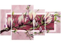 135CM 80 OBRAZ 4 ELEM SŁODYCZ MAGNOLII PUDROWYM RÓŻU ŚCIENNY