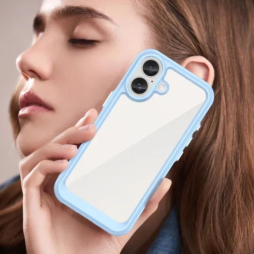 etui outer space case z żelową ramką do iphone 16 plus - niebieskie na Arena.pl