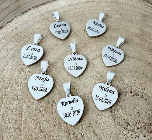 Medalik Komunijny Matka Boska Serce i łańcuszek srebrny 45cm GRAWER Komunia na Arena.pl