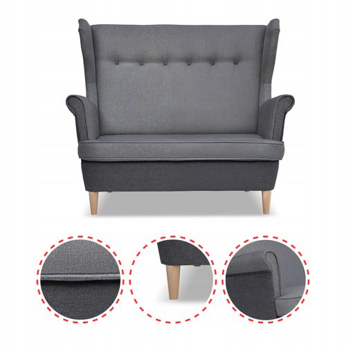 Zestaw wypoczynkowy ARI DUO sofa fotele pufy Family Meble szaro - szary na Arena.pl