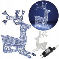 Duży Świecący Renifer 130 LED Światło Zimne Białe Ozdoba Świąteczna Lampki