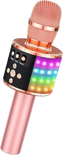 Mikrofon do karaoke dla dzieci Q78 różowy Bluetooth i złącze AUX przenośny na Arena.pl