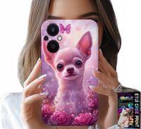 ETUI DO OPPO RENO7 LITE 5G - SŁODKA CHIHUAHUA NA RÓŻOWYM TLE KWIATAMI