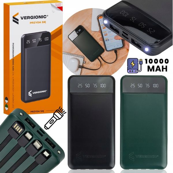 Powerbank 10000 mAh POWER BANK z latarką lightning, microUSB, USB-C, USB zdjęcie 13