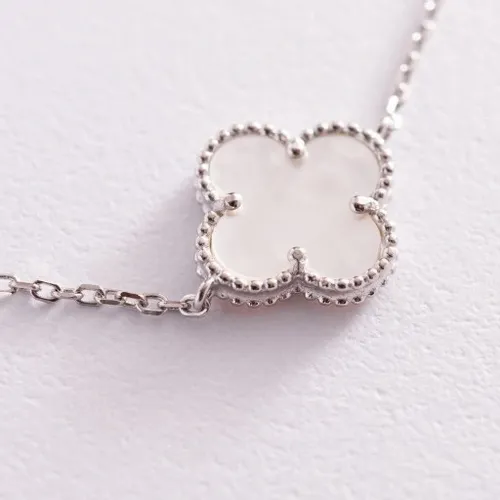 BRANSOLETKA Srebrna Damska SREBRO pr.925 Koniczyna Onyks Perłowa Koniczynka na Arena.pl