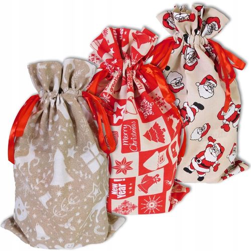 5x WOREK NA PREZENTY ŚWIĄTECZNY MIKOŁAJKOWY 30x45 cm EKO PREZENTOWY WIĄZANY na Arena.pl