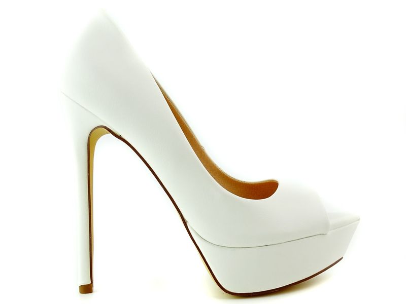 Białe matowe szpilki na platformie ekoskóra 37 zdjęcie 2