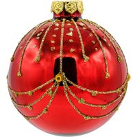 Czerwony zestaw bombek ze złotym ornamentem