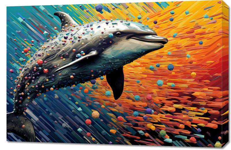 Obraz 90x60cm Delfin w Palecie Barw zdjęcie 1