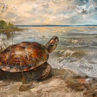 Plakat 40x40cm Nadmorski Żółw