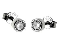 Delikatne rodowane okrągłe srebrne kolczyki białe cyrkonie srebro 925 K2281