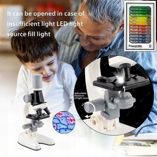 MIKROSKOP DLA DZIECI EDUKACYJNY 1200X +PREPARATY DO MIKROSKOPU ZESTAW 13szt na Arena.pl