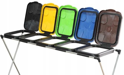 stojak do segregacji odpadów (5-stanowiskowy) niebieski, zielony, brązowy na Arena.pl