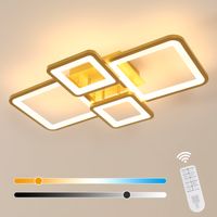 LAMPA SUFITOWA LED ZŁOTY ŻYRANDOL KWADRATOWY NOWOCZESNY Z PILOTEM 54W