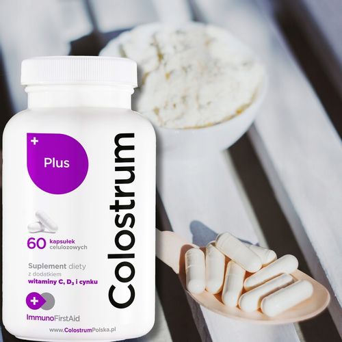 Suplement diety Colostrum PLUS witamina C, D+CYNK KAPSUŁKI 60 dni + prezent na Arena.pl