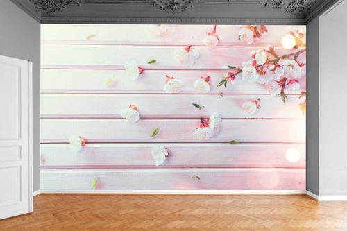 Fototapeta KWIATY MORELI DESKI DREWNIANE 300x210 na Arena.pl