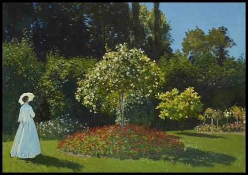 Plakat 100x70cm Lady in the Garden, Monet Vintage do Salonu na Arena.pl