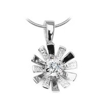 wisiorek w kształcie kwiatka z białego złota z diamentem