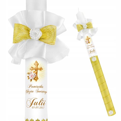 Zdobiona Świeca NA CHRZEST imię i data CHRZTU prezent na chrzest na Arena.pl