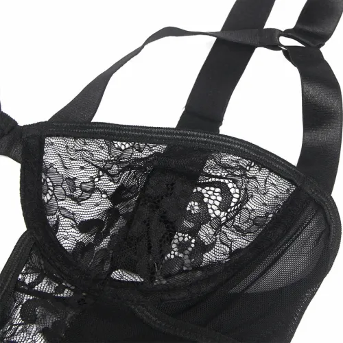 subblime body z koronką i podwiązkami czarny s/m - elegancki model na Arena.pl