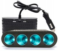 ROZGAŁĘZIACZ GNIAZDA ZAPALNICZKI ROZDZIELACZ 4x 120W 12/24V USB