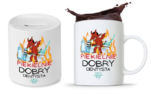Zestaw Dla Dentysty Stomatologa Kubek + Skarbonka Z Nadrukiem Ze Zdjęciem na Arena.pl