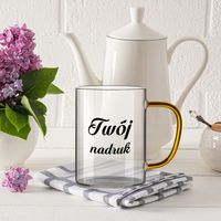 Kubek szklany 450 ml żółte uszko z Twoim nadrukiem