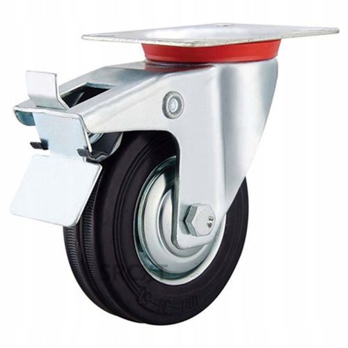 4x Kółka Obrotowe z Hamulcem Skrętne 125mm 400kg Gumowe Zestaw Do na Arena.pl