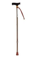Laska inwalidzka regulowana brązowa z drewnianą rączką