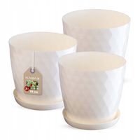 KADAX Zestaw 3x Doniczka Z Podstawką Kremowa 18cm