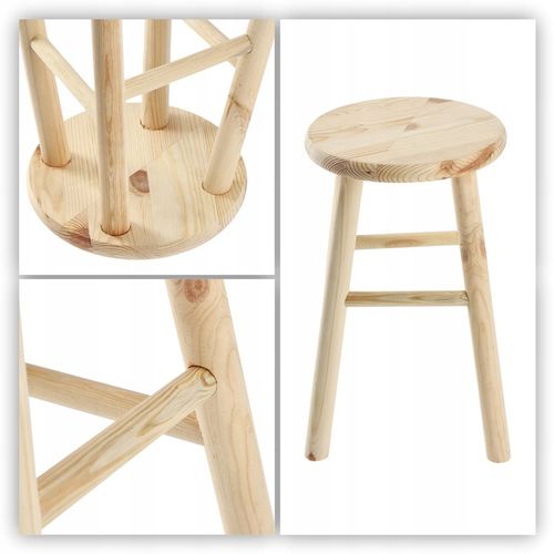 TABORET DREWNIANY KUCHENNY STOŁEK KRZESŁO 46cm SOLIDNY SOSNOWY DO na Arena.pl