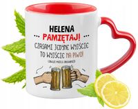 Dla Heleny Kubek Czerwony Z Uszkiem W Kształcie Serca Na Prezent