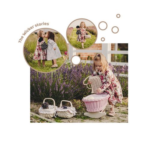 BUJANE różowe ŁÓŻECZKO KOŁYSKA Z WIKLINY DLA LALEK Z POŚCIELĄ 46X28 H 20/25 CM na Arena.pl