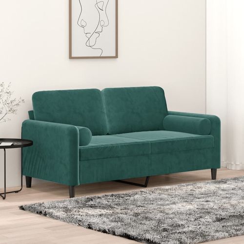 2-osobowa sofa z poduszkami, ciemnozielona, 140 cm, aksamit na Arena.pl