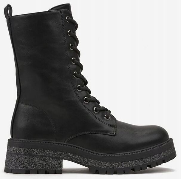 9066 CZARNE DAMSKIE OCIEPLANE BOTKI GLANY WORKERY ZAMEK 38 zdjęcie 1