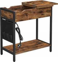Stolik nocny 60x31,5 cm rustykalny brązowy z półką i ładowarką