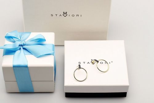 Stal kolczyki KXX6248 - Cyrkonia Czarna na Arena.pl