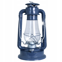LAMPA NAFTOWA METALOWA granatowa z knotem klosz do postawienia powieszenia