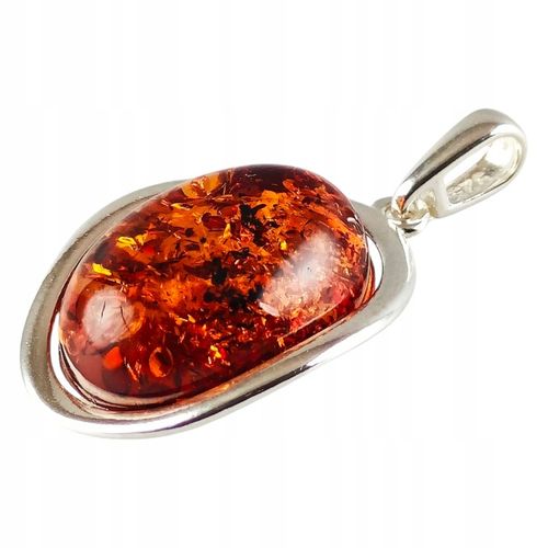 WISIOREK SREBRNY z DUŻYM CERTYFIKOWANYM Bursztynem Srebro ELEGANCKA PIĘKNA na Arena.pl