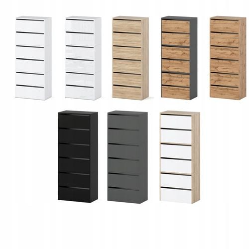 Szafka Na Buty Wysoka Szara Dąb Wotan 6 Półek Bez Siedziska Modułowa na Arena.pl