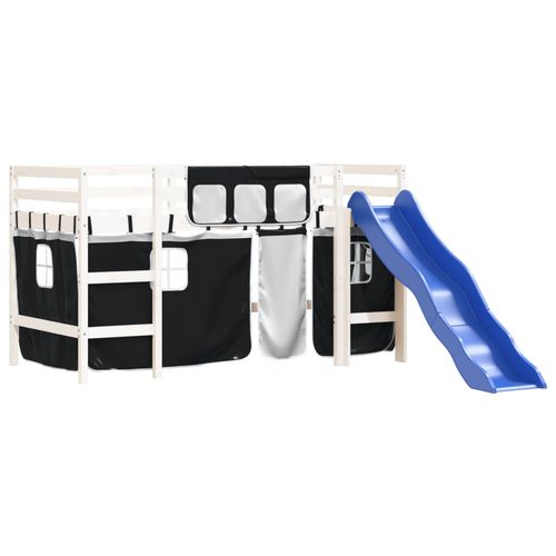 Dziecięce łóżko na antresoli, biało-czarne zasłonki, 80x200 cm na Arena.pl