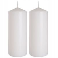 ZESTAW 2 ŚWIEC STOŁOWYCH WALEC KLASYCZNA ŚWIECZKA 15cm 48h BIAŁA