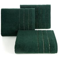 Ręcznik bawełniany z bordiurą w paseczki srebrna nitka 30X50 ciemny zielony