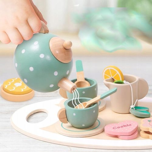 CUKIERNIA DREWNIANY ZESTAW DO HERBATY SERWIS KAWOWY AKCESORIA DO ZABAWY FI na Arena.pl