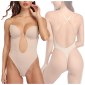 Beżowe body do sukni z odkrytymi plecami w rozmiarze 34