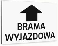 Tabliczka znak informacyjny 40x30 Biała BRAMA WYJAZDOWA Nierdzewna